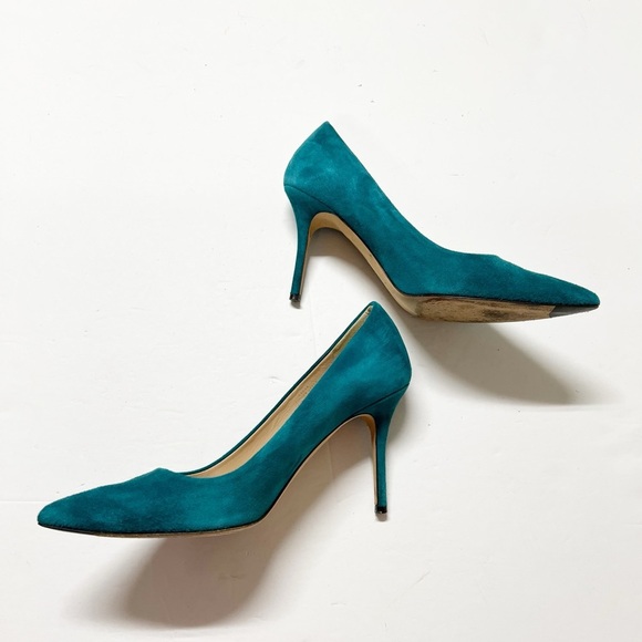 J Crew Womens Emerald Green Elise Suede Leather Pointed Toe Heels Size 7.5 - Picture 6 of 10